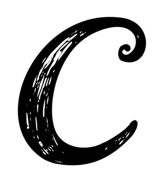 Letter C. Calligraphy alphabet typeset lettering. Hand drawn alphabet. Capital and lower-case letters. Copy-book hand font. Hand drawn sketch of ABC letters in old fashion vintage style. 