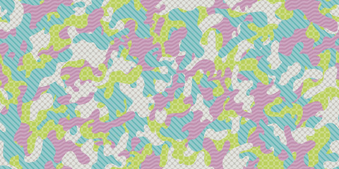 Colorful camouflage background. Seamless pattern.Vector. カラフル迷彩パターン