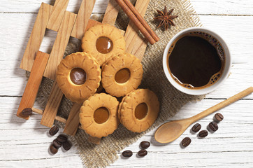 Obraz na płótnie Canvas Cup of coffee and cookies