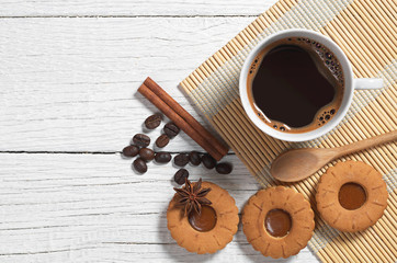 Cup of coffee and cookies