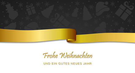 Weihnachten - Banner mit weihnachtlichen Motiven (Schwarz/ Gold)
