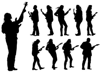 Concert of rock band on a white background