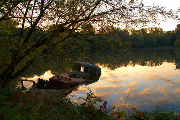 Boat wreck on Vistula river