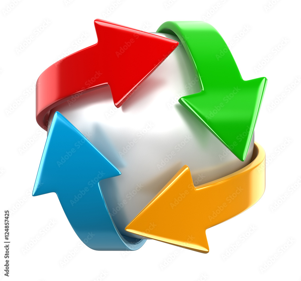 Poster arrows around sphere. image with clipping path