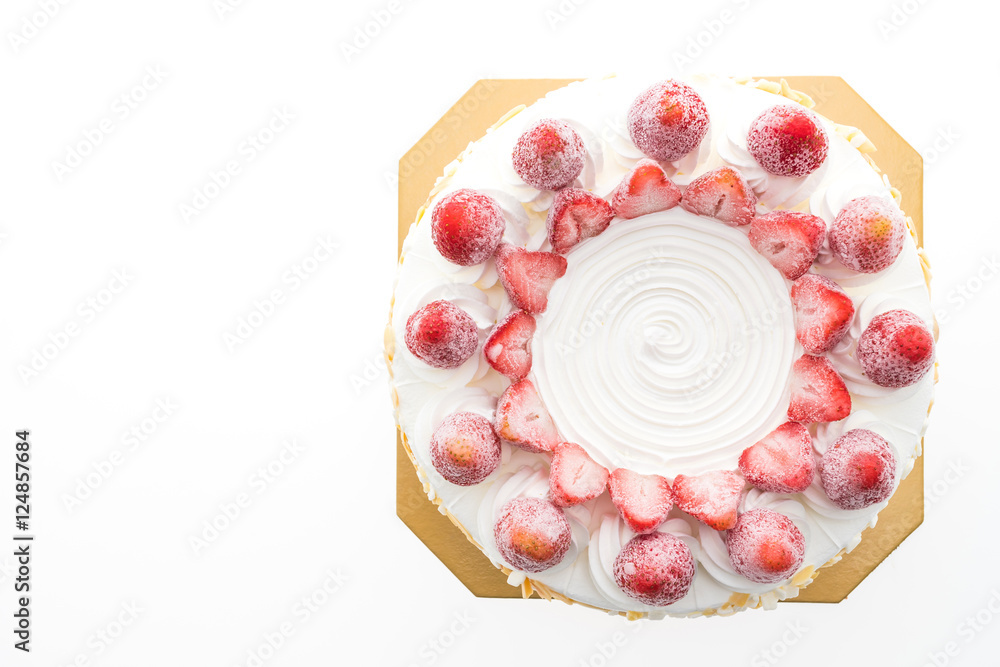 Canvas Prints vanilla ice cream cake with strawberry on top