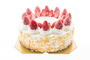 Vanilla ice cream cake with strawberry on top