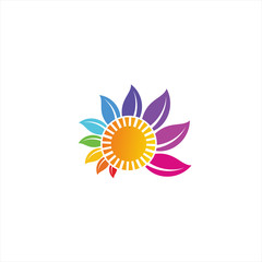 Fototapeta na wymiar rainbow sun leaf logo