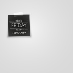 black note paper with black friday. Vector illustration.