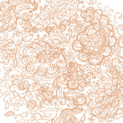 Floral doodle tattoo background. Illustration with paisley ornaments. Hand-drawn flowers. Universal backdrop for everything.
