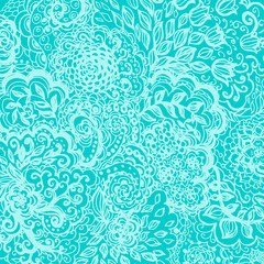 Floral doodle tattoo background. Illustration with paisley ornaments. Hand-drawn flowers. Universal backdrop for everything.