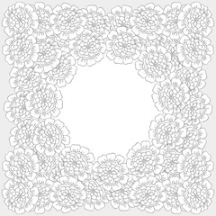 Vector floral frame in black and white. Can use for coloring and as desidn element for decoration