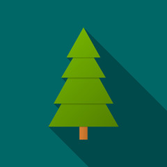 Obraz premium Abstract Christmas tree with long shadow on green background