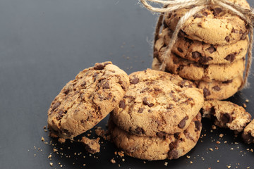 Homemade cookies on a black background