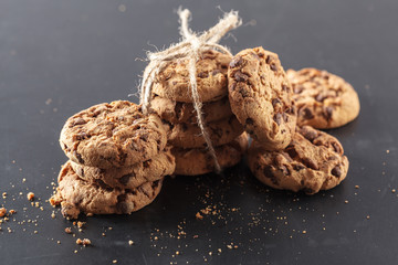 Homemade cookies on a black background