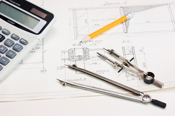 technical drawings and  calculator