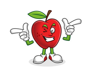 Funky style apple mascot. Vector of Apple character. Apple logo