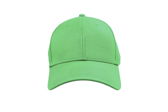 Closeup of the fashion green cap isolated on white background.