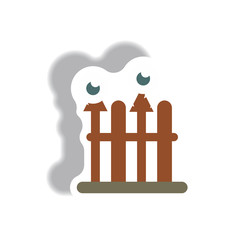 Vector illustration paper sticker Halloween icon eyes on fence