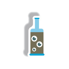 Vector illustration paper sticker Halloween icon bottle with potion