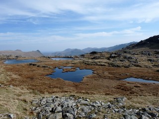 Beautiful Sunny Mountain Landscape with Lakes