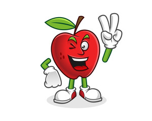 peace apple mascot. Vector of Apple character. Apple logo
