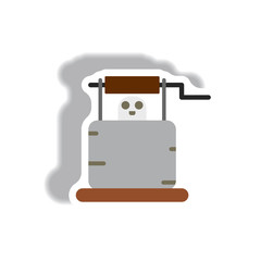 Vector illustration paper sticker Halloween icon well and ghost
