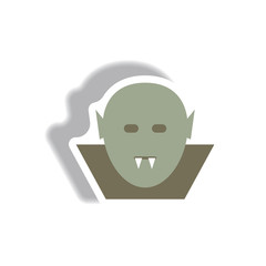 Vector illustration paper sticker Halloween icon Dracula