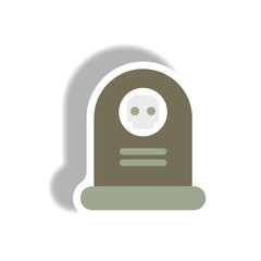 Vector illustration paper sticker Halloween icon grave monument