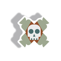 Vector illustration paper sticker Halloween icon candy and skull