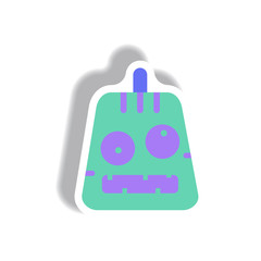 Vector illustration paper sticker Halloween icon pumpkin face