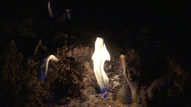 Constantly burning fires on Mount Chimaera in Turkey aslo known as Yanartaş (flaming stone)
