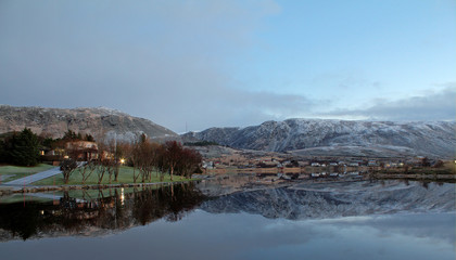 Lofoten Islands - Mountains reflected in a lake
