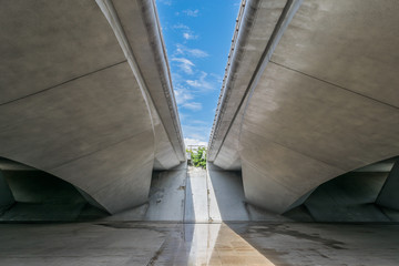 Under concrete bridge, Helix Bridge, Singapore