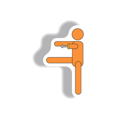 Vector illustration paper sticker Halloween icon Zombie Silhouette