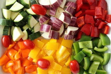 Colored vegetables.