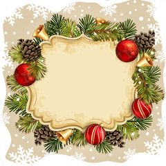 Christmas illustration with Christmas bells and baubles 