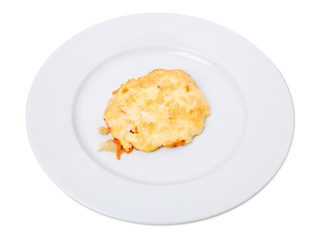 Vegetarian potato cutlet with cheese.