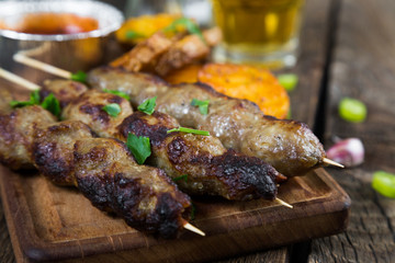 Kebab, fried potatoes and beer