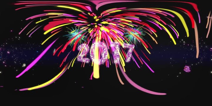 Virtual Reality 2017 360 Spherical Firework Seamless Loop Equirectangular Footage, ready for Youtube and Facebook VR Integration