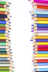 colour pencils on white background