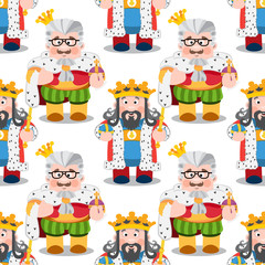 Seamless pattern with cartoon kings.
