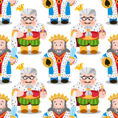 Seamless pattern with cartoon kings.