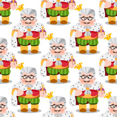 Seamless pattern with cartoon kings.