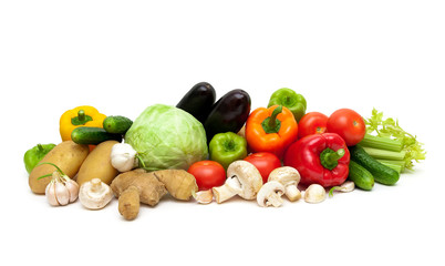 fresh ripe vegetables isolated on white background