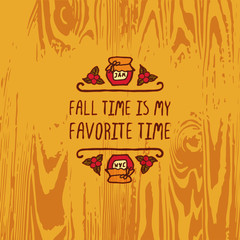 Vector handdrawn autumn element with text