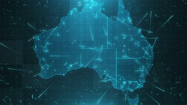 Australia Map Background Cities Connections 4K