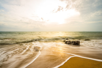 Beautiful sunset at the golden beach