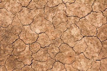 Cracked dry brown soil background, global warming effect