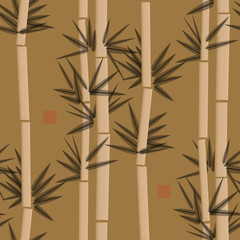 bamboo seamless pattern in black and gold shades