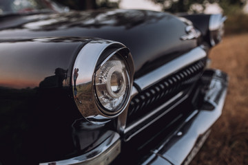 closeup of a classic vintage car